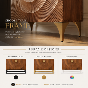 Luxury Solid Wood <b>Sideboard</b> with Gold Metal Frame Modern Design for Hotel & Villa Wine <b>Storage</b> and Glass Display - Product Image 4