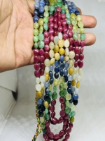 Collier en pierre multi-Maniya de la montagne rouge, 6,4 mm à 9,7 mm, longueur de 20 pouces, 5 brins, 738,20 carats