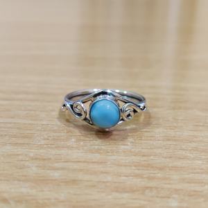 Bague de collection en argent sterling 925 avec pierre ronde Larimar, unisexe, pour mariage, anniversaire, fête - Product Image 2