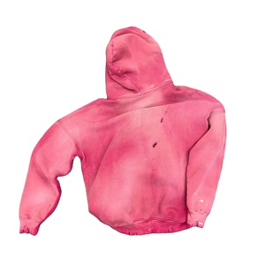 เสื้อฮู้ดสไตล์สตรีทแวร์แบบมีรอยขาดตามสั่งผ้าซักแบบมีซิปแนววินเทจ - Product Image 2