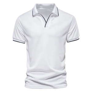 Broderie personnalisée grande taille pour hommes pour chemises imprimé polyester/coton tricot respirant couleur unie à manches courtes Golf pour - Product Image 5