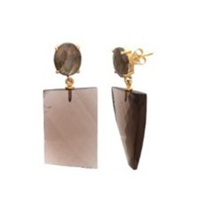 Smoky Hydro & Labradorite boucles d'oreilles rondes et rectangulaires en argent Sterling 925, nouvel arrivage - Product Image 1