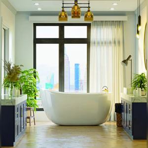 Vente flash : Baignoire autoportante Moon en acrylique blanc, 170 cm, équipement de salle de bain, fabricant en gros, fournisseur, prix d'usine - Product Image 2