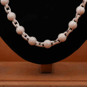Collar de Cadena con Dijes de Bolas Estilo Hip-Hop y Moissanita en Plata de Ley 925, Nuevo Estilo Moderno, Cadena Cubana para Hombre - Product Image 4