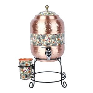 Distributeur d'eau en cuivre traditionnel avec ensemble de verres Distributeur d'eau en cuivre à finition antique pour la décoration de la cuisine à un prix abordable - Product Image 5