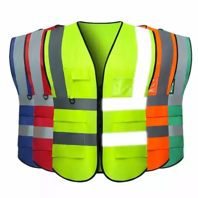 Wholesale Custom Logo Multi Function Security Construction Work Safety Vest Reflective High Visibility Safety Vest