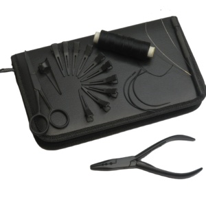 Professional Stainless Steel Hair Extension Tools <b>Kit</b> Micro <b>Bead</b> Crimping Plier Hair Cutting Scissors Curved Needles Pulling - Product Image 2