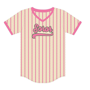 Jersey de Béisbol Soror Ivory, Jersey Casual Elegante para Hermandad Universitaria, Rosa y Verde, para Mujeres - Product Image 5