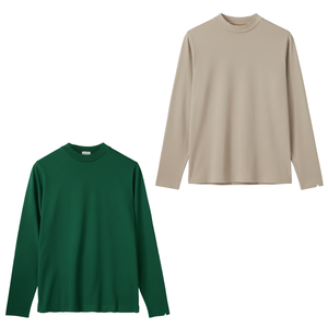 Camiseta Básica de Manga Larga con Cuello Alto para Hombre, Tela Suave y Ligera, Colores y Logotipos Personalizados, Proveedor de Ropa al por Mayor - Product Image 1