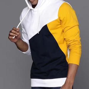 Sweat à capuche personnalisé pour hommes style de rue deux tons 100% coton, coupe et couture à panneaux ondulés teints dans la plaine pour l'hiver - Product Image 3