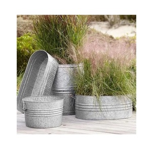 Garden Winds Oblong Planter Galvanized Metal Planters & Cast Iron Tubs oval shape best selling modern galvanized planters - Product Image 1