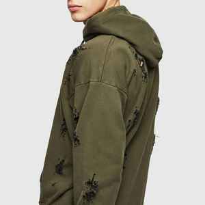 500 Gsm français éponge vierge en détresse pull à capuche pour hommes 100% coton lourd personnalisé Vintage lavage à l'acide en détresse Boxy à capuche - Product Image 3