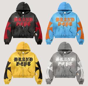 Sudadera con Capucha y Cremallera de Invierno, Personalizada con Logotipo, Impresión Serigrafiada, 100% Algodón, Felpa, Estilo Vintage Desgastado, Casual, Lisa, Venta al Por Mayor - Product Image 1