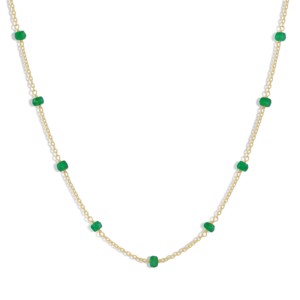 GOODSTONE, collar de cadena con cuentas de esmeralda de Plata de Ley 925 para mujer, chapado en oro amarillo, 18 tamaños, piedra natal fina, regalo de boda - Product Image 1