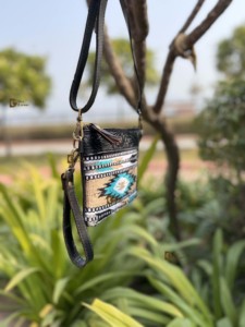 Hand Tooled Carving Handbag Jacquard <b>Black</b> Color Sling Bohemian Aztec Fabric Lightweight Zipper Stylish Hot Selling <b>Bags</b> for - Product Image 2