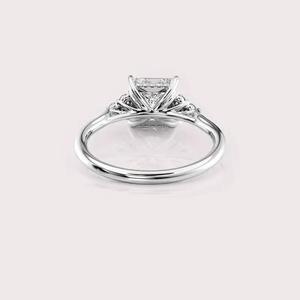 IGI Certified Princess Shape Lab Created Diamond Engagement <b>Ring</b> Solid 925 Sterling <b>Silver</b> Side Stone Bridal <b>Ring</b> - Product Image 3