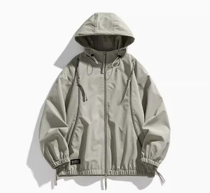 แจ็กเก็ตการฝึกอบรมกลางแจ้งของผู้ชายน้ำหนักเบาดีไซน์ใหม่สไตล์วินเทจพร้อมกระเป๋ากันน้ำเสื้อโอเวอร์ไซส์ - Product Image 3