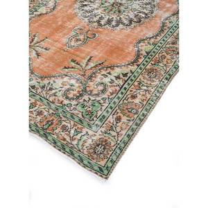 Tapis en laine noués à la main de grande taille, style vintage, motif médaillon rouge et orange, pour salon ou couloir - Pae-3315 - Product Image 2