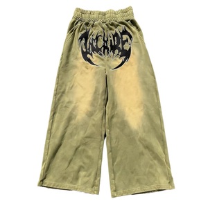 Pantalon de jogging personnalisé en coton épais 100 % pour homme, style streetwear, imprimé DTG, effet délavé vintage, coupe ample et large - Product Image 4