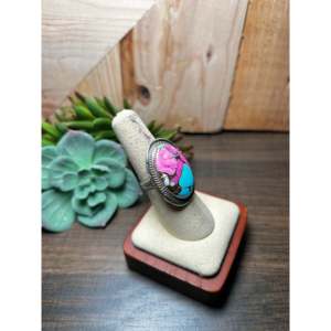 Dane Skeets <b>Boho</b> Cotton Candy Dahlia Sterling <b>Silver</b> <b>Ring</b> Size 7 Natural Stone Bezel Set Oval Cut Fine Jewelry for Everyday Wear - Product Image 2