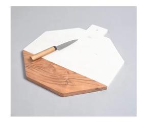 Tabla de Cortar Redonda de Madera Maciza y Mármol, Elegante y Sostenible, Apta para Lavavajillas, para Uso en la Cocina del Hogar - Product Image 2