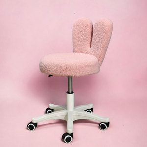 Silla Giratoria Moderna GAK412H con Diseño de Orejas de Conejo, Tapizada en Terciopelo Sintético con Aspecto de Piel de Oveja, Reclinable, con Base Móvil de Plástico para el Hogar - Product Image 6