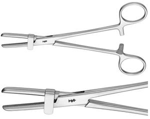 <b>Stainless</b> <b>Steel</b> <b>Tubing</b> Clamp Straight 180mm Serrated Surgical Clamp Guide Non-Sterile Reusable Machinery Med Impact Instruments - Product Image 1