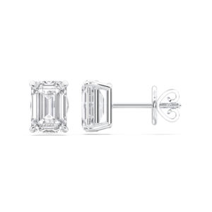 4,00 CT F/VS Emerald-Cut Lab-Grown Diamond Juego de cuatro puntas Stud Pendiente Chapado en oro Plata de Ley 925 Unisex - Product Image 1