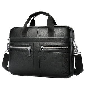 Sac pour ordinateur portable, sacoche d'affaires en cuir, sac à main de luxe en cuir véritable fait main pour hommes, noir - Product Image 2