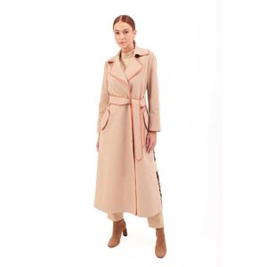 Manteau long beige vintage à double boutonnage avec doublure imperméable en peau de mouton et en cachemire - Product Image 3