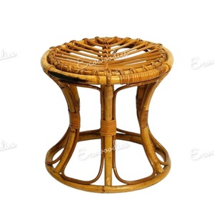 Living Room Furniture Restaurant Round Natural Wood Cane Seat Wicker Rattan Chair Bar <b>Stool</b> <b>Ottoman</b> Bone Inlay Console - Product Image 2