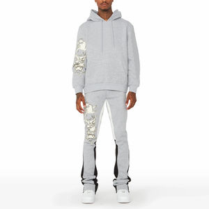 Conjuntos de Sudadera con Capucha y Pantalones Deportivos Anchos con Estampado Personalizado, MOQ Bajo, el Mejor Fabricante de Ropa Urbana, Lavado Ácido, 100% Algodón, Trajes Deportivos para Hombre - Product Image 1