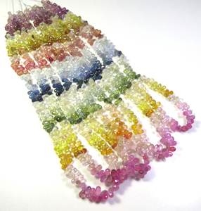 ลูกปัดไพลินหลายเม็ดสีธรรมชาติขนาด5-6มม. ลูกปัดด้าน16 "เส้น5เส้น - Product Image 2