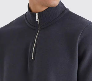 New Custom High Quality Cotton Tracksuit <b>Quarter</b> <b>Zip</b> And Flared Pants Luxury Oversized Sweatsuit For <b>Men</b> - Product Image 4