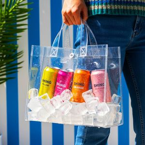 Wholesale PVC <b>Transparent</b> Letter Handbag Women Toy Storage Totebags Waterproof <b>Makeup</b> Pouch Travel Fashion Clear Shopping <b>Bags</b> - Product Image 3