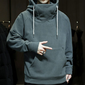 Fabrication en usine directe 500 GSM surdimensionné col haut sweats à capuche goutte épaule poids lourd bouffée impression sweats à capuche hommes - Product Image 2