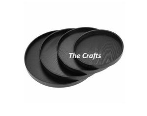 Plateau de service de collations de couleur noire en bois ensemble de quatre tailles différentes plateau de service de nourriture pour Hotelware - Product Image 1