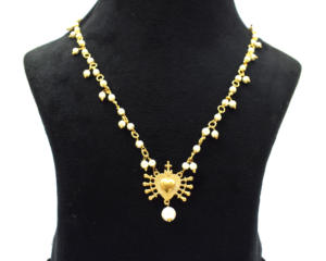 Forma de corazón 3 micras chapado en oro diseño hecho a mano regalo de moda para su collar de cadena con cuentas de perlas - Product Image 4