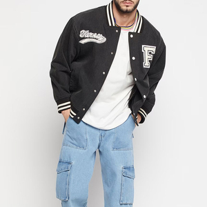 Chaqueta de Béisbol para Hombre, Estilo Urbano, de Lana Cómoda, con Bordado y Estampado de Letras, de Fábrica - Product Image 1