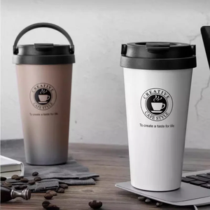 แก้วกาแฟสแตนเลสสุญญากาศขนาด 400 มล. 14 ออนซ์ พร้อมหูหิ้ว ฝาปิดกันรั่ว สำหรับใช้ในออฟฟิศ เก็บอุณหภูมิได้นาน 6-12 ชั่วโมง - Product Image 1
