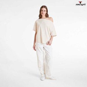 เสื้อยืดเปิดไหล่แขนสั้นระบายอากาศได้สำหรับผู้หญิงเสื้อยืดออกกำลังกายสีดำ - Product Image 4