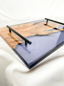 Vente chaude En Bois Résine Époxy De Mariage Plateaux De Service Style Religieux Maison Restaurant Vaisselle Décorative Poignée En Métal Fabriqué - Product Image 5