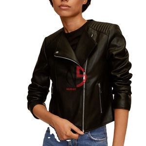 Chaqueta de Cuero Genuino de Alta Calidad para Mujer, Estilo Café Racer, Transpirable, Novedad 2026 - Product Image 1