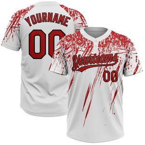 Sublimación personalizada Softball y camiseta de béisbol rojo teñido blanco con cierre de 2 botones al por mayor para clubes - Product Image 1