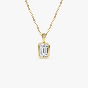 Colgante Clásico con Diamante Cultivado en Laboratorio, Corte Esmeralda, Engastado en Bisel Brillante, 1.00 Ct E-F VS, Oro de 14K, Joyería Fina para Uso Diario, Regalo - Product Image 1