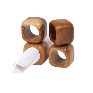 Juego de 4 servilleteros de madera de diseño moderno hechos a mano servilleteros de tejido elegantes accesorios de ajuste de mesa para cenas - Product Image 6