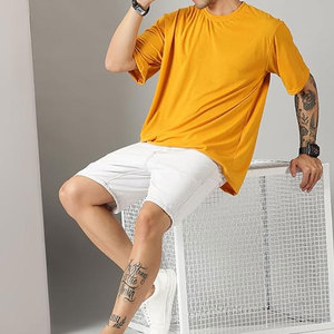 Vente en gros de t-shirts baggy blancs surdimensionnés bon marché nouveau style de tissu tricoté 100% coton teint uni pour hommes - Product Image 4