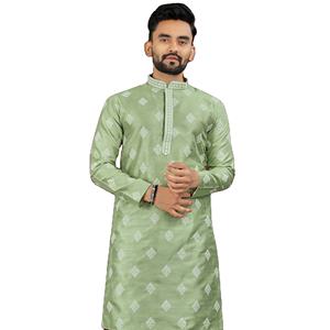 Tissu en soie mono prêt à l'emploi avec broderie Séquence Travail Kurtas. - Product Image 1