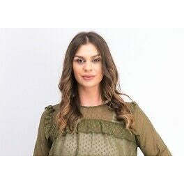 Top da donna Love Fire con ricamo floreale, verde tinta unita, taglia S, con balze, stile smock, in lino lavorato a maglia, Y2K, per primavera autunno - Product Image 2