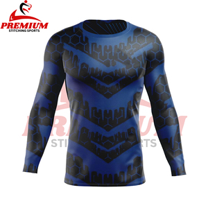 Custom Wholesale Custom Logo <b>Men</b> Long Sleeve <b>Compression</b> Rash Guard Quick Dry Polyester Spandex Fitness Wear Gym <b>Shirt</b> - Product Image 3